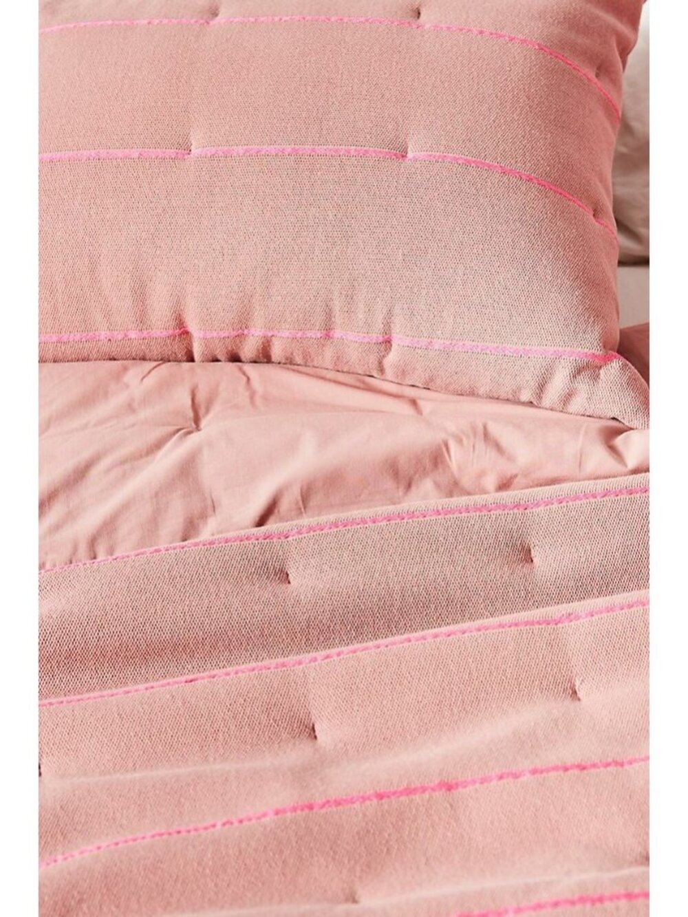 Anthropologie Woven Pink Striped Quilted James Euro Pillow Sham NEW